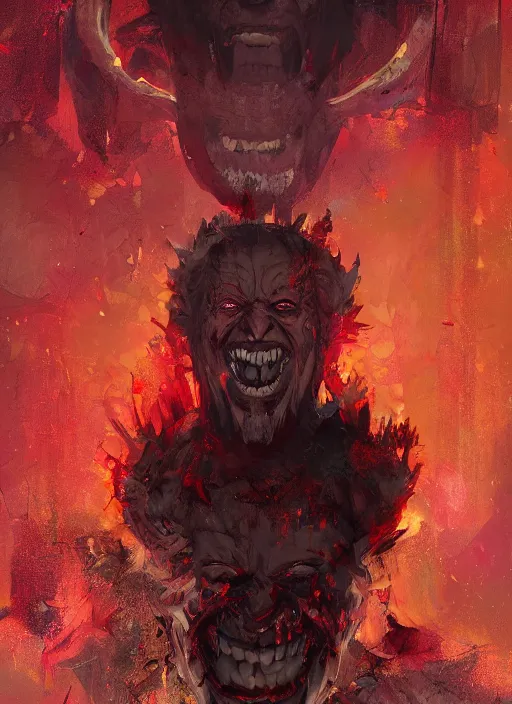 Image similar to crazy mad Joe Biden grinning demonic sadistic smile all powerful emperor of the world, high contrast, cosmic horror, abstract, masterpiece, trending on ArtStation, by Greg Rutkovski and by Craig Mullins and by David Cronenberg and by Ismail Inceoglu