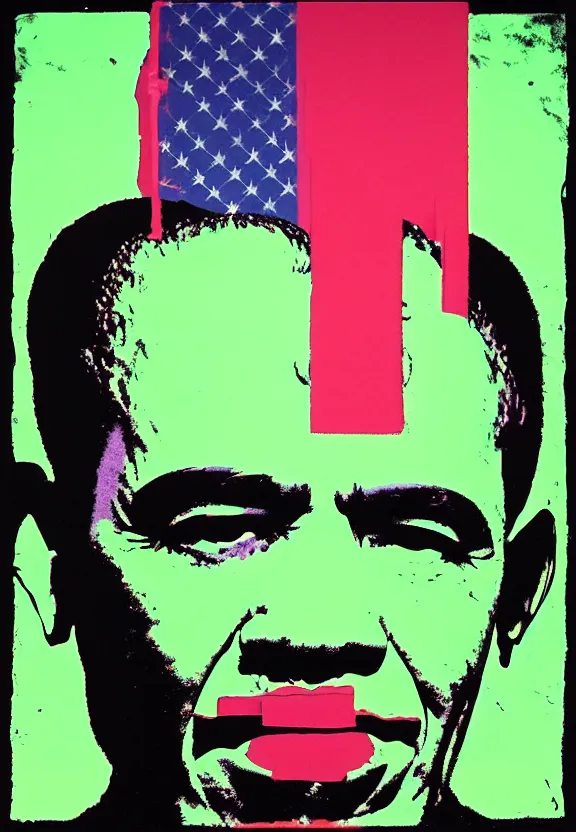 Image similar to Obama Hulk by Andy Warhol and Beeple