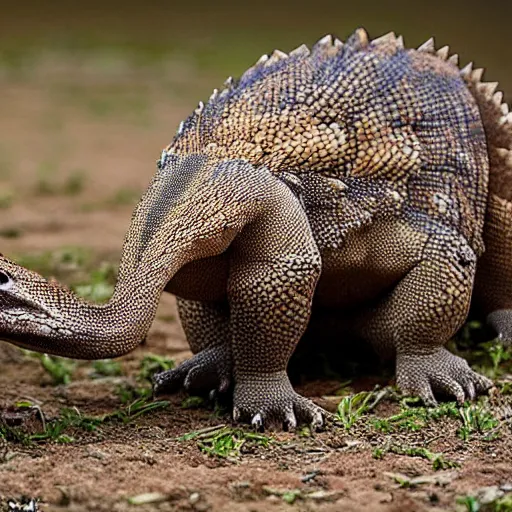 Image similar to a hybrid between a komodo-dragon and a pangolin, national geographic file-photo, photography