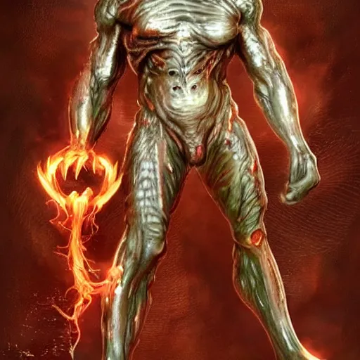 Prompt: He could morph his body into any shape at will, absorb living flesh without any resistance, spread and duplicate, and generate much more complex weapons and armor