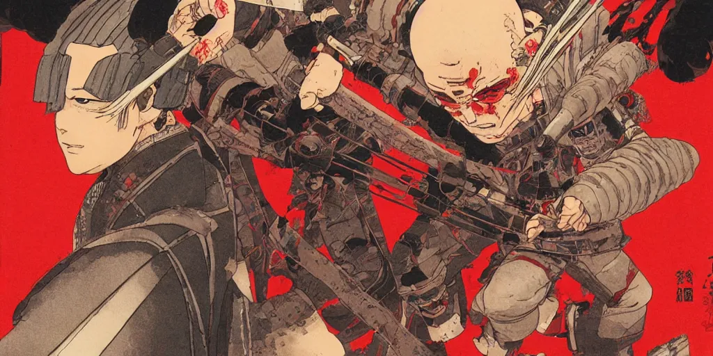 Image similar to akira as a shogun warrior by katsuhiro otomo, high resolution, 4 k