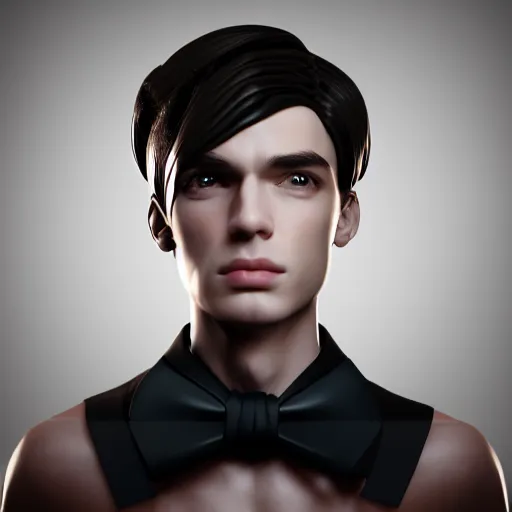 Image similar to innovative avant-garde art, deco fashion, young boy with sharp jawline, royal theme, highly detailed, photorealistic portrait, crisp quality and light reflections, unreal engine 5 quality render