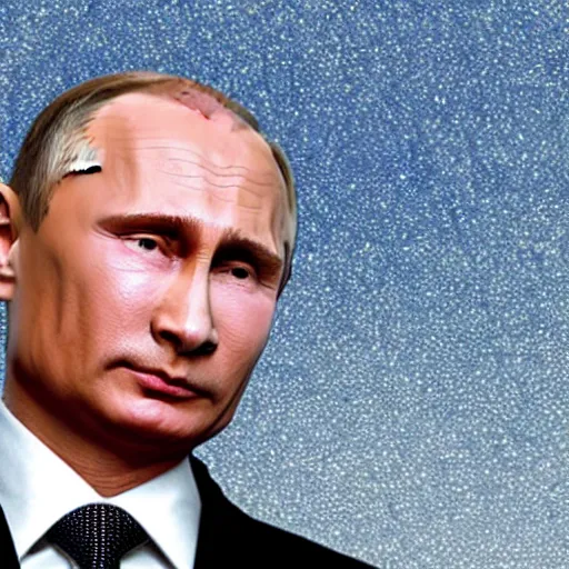 Prompt: vladimir putin with blue crystals