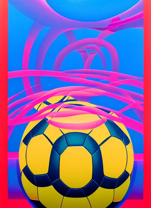 Image similar to soccer ball by shusei nagaoka, kaws, david rudnick, airbrush on canvas, pastell colours, cell shaded, 8 k