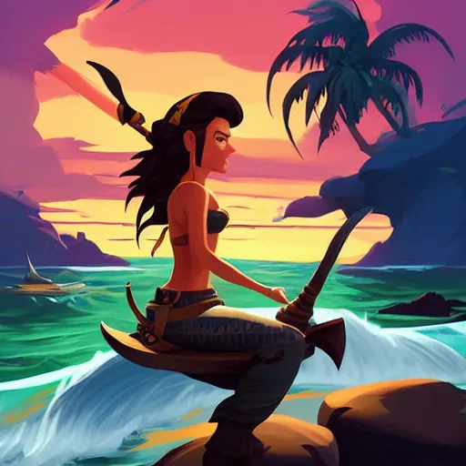 Prompt: painting jack the pirate mermaid on sea of thieves game avatar hero smooth face median photoshop filter cutout vector behance hd by jesper ejsing, by rhads, makoto shinkai and lois van baarle, ilya kuvshinov, rossdraws, illustration, art by ilya kuvshinov and gustav klimt