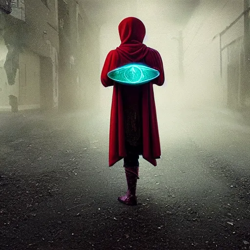 Prompt: Mysterio, artwork by Gregory Crewdson,