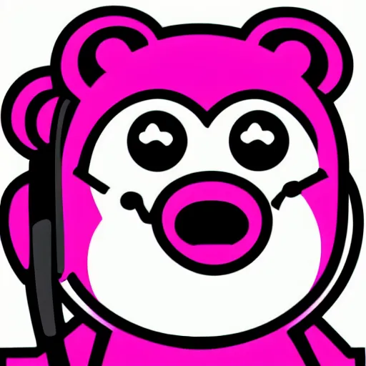 Image similar to a cute pink cuddly bear wearing headphones vector logo