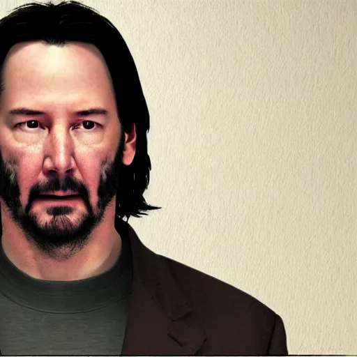 Prompt: a photo of an arrest mugshot of keanu reeves after being arrested, holding a sign with random numbers, 8 k resolution, photorealistic