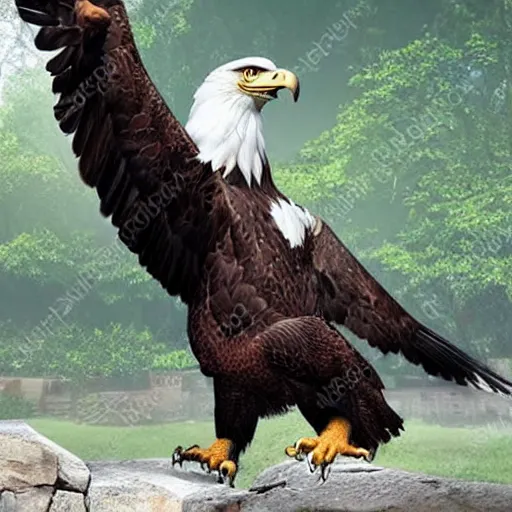 Image similar to eagle morphed with tyrannosaurus, real photo taken in zoo, realistic proportions,