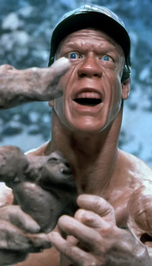 Image similar to e. t. john cena, cinema still