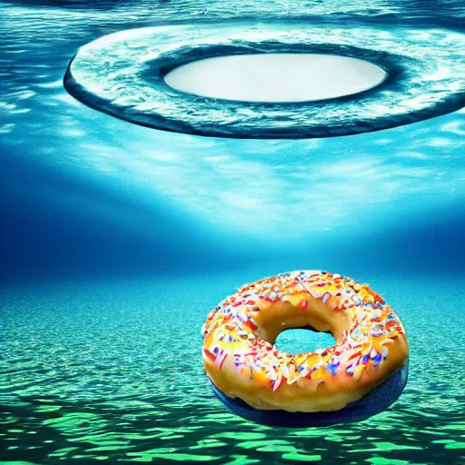 Image similar to donut under water sea , sunk deep water view , under water pictures