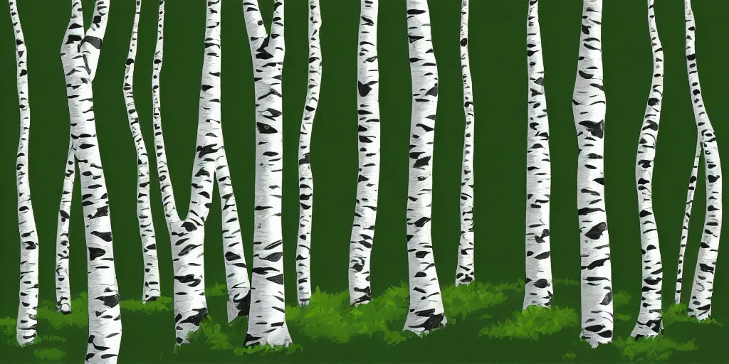Prompt: birch trees, game art matt painting