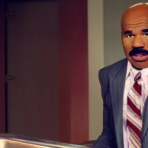 Prompt: film still of Steve Harvey starring in Stranger Things