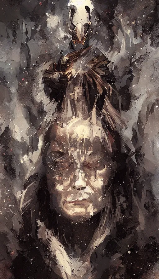 Image similar to portrait of a digital shaman, by greg rutkowski