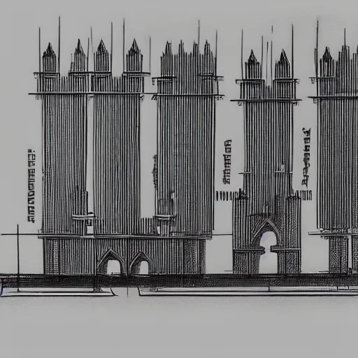 Image similar to a megalopolis in the style of brutalist gothic architecture