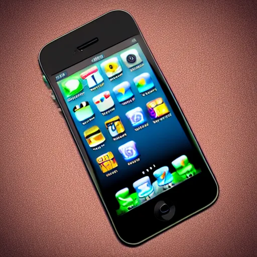 Image similar to a 3 d model of iphone with android background