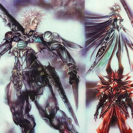 Prompt: conceptual art from from final fantasy by master artist yoshitaka amano