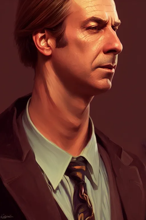 Prompt: a portrait of saul goodman, fantasy, sharp focus, intricate, elegant, digital painting, artstation, matte, highly detailed, concept art, illustration, ambient lighting, art by ilya kuvshinov, artgerm, alphonse mucha, and greg rutkowski