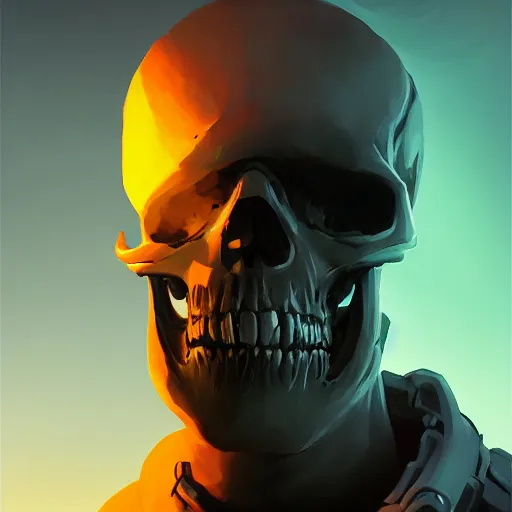 Image similar to a skull face monster minimalist, cyberpunk, behance hd by jesper ejsing, by rhads, makoto shinkai and lois van baarle, ilya kuvshinov, rossdraws global illumination ray tracing hdr radiating a glowing aura