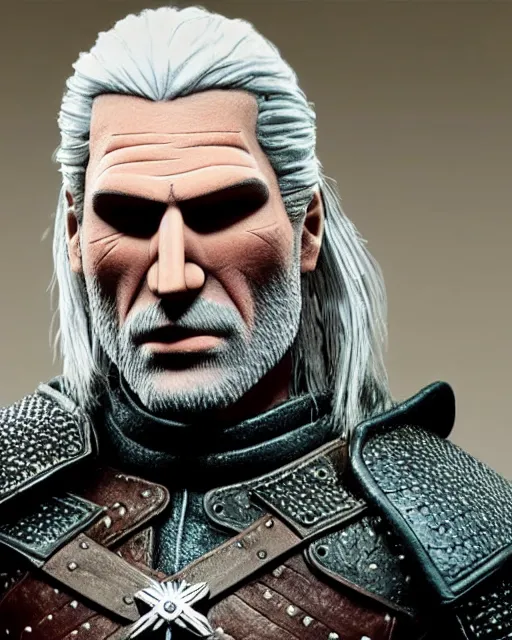 Image similar to geralt of rivia as a muppet. highly detailed felt. hyper real photo. 4 k.
