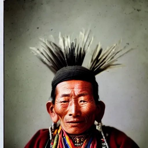 Prompt: ultra realistic vintage photo portrait of a tibetan man, by Annie Leibovitz, no eyes