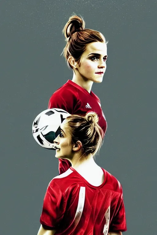 Prompt: a portrait of emma watson as a lokomotiv football player, hyper realistic, highly detailed