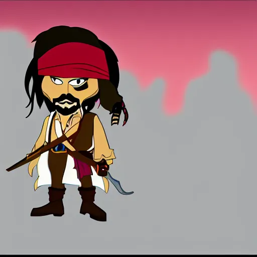 Prompt: a cartoon drawing of jack sparrow, in the style of 2 0 0 0's newgrounds flash animation.
