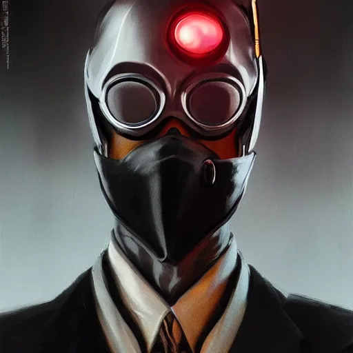 Image similar to spy with mask with a symbol for a society secret, dynamic pose, cyberpunk, sect, luxury, concept art by jama jurabaev, extremely detailed, brush hard, artstation, jama jurabaev, sparths, andree wallin, edvige faini, balaskas