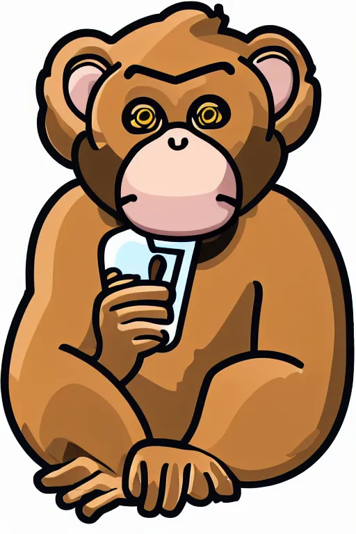 Prompt: Weed smoking monkey, sticker, andromorphic, colorful, illustration, highly detailed, simple, smooth and clean vector curves, no jagged lines, vector art, smooth