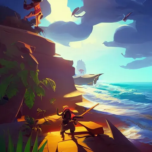 Image similar to painting treasure on sea of thieves game smooth median photoshop filter cutout vector, behance hd by jesper ejsing, by rhads, makoto shinkai and lois van baarle, ilya kuvshinov, rossdraws global illumination