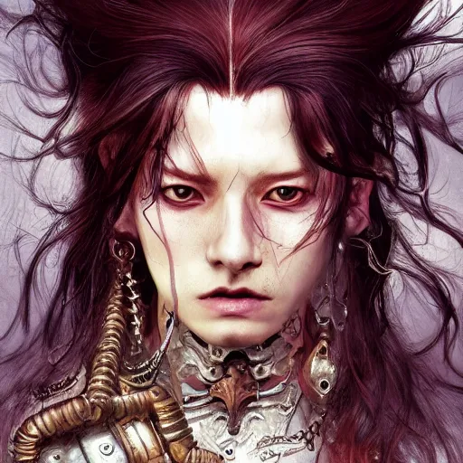 Image similar to portrait, headshot, insanely nice hair style, dramatic hair color, digital painting, of a old 17th century, old cyborg merchant, amber jewels, baroque, ornate clothing, scifi, realistic, hyperdetailed, chiaroscuro, concept art, art by Franz Hals and Jon Foster and Ayami Kojima and Amano and Karol Bak,