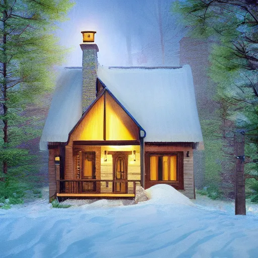 Image similar to cottage inspired by Evgeny Lushpin, Peter Zumthor cinematic