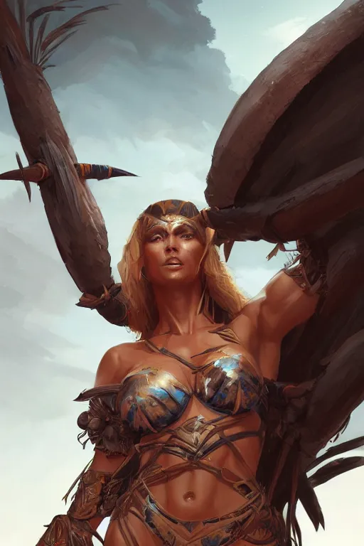 Prompt: supermodel Stephanie seymor as an amazonian warrior, highly detailed, digital painting, artstation, concept art, smooth, sharp focus, illustration, Unreal Engine 5, 8K, art by artgerm and greg rutkowski and edgar maxence