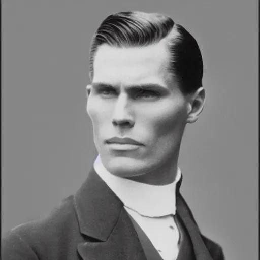 Image similar to A photograph portrait of Jerma985 with slicked back hair in the early 1900s, taken in the early 1900s, grainy, taken on a early 1900s Kodak Camera, realistic, hyperrealistic, very realistic, highly detailed, very detailed, extremely detailed, detailed, digital art, trending on artstation