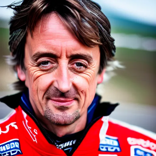 Image similar to closeup portrait of Richard Hammond as an Alpine driver at the formula 1 starting grid, by Steve McCurry and David Lazar, natural light, detailed face, CANON Eos C300, ƒ1.8, 35mm, 8K, medium-format print