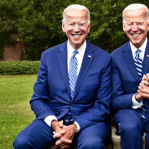 Image similar to A photo of joe biden teams up with a teenage joe biden, perfect faces, 50 mm, award winning photography