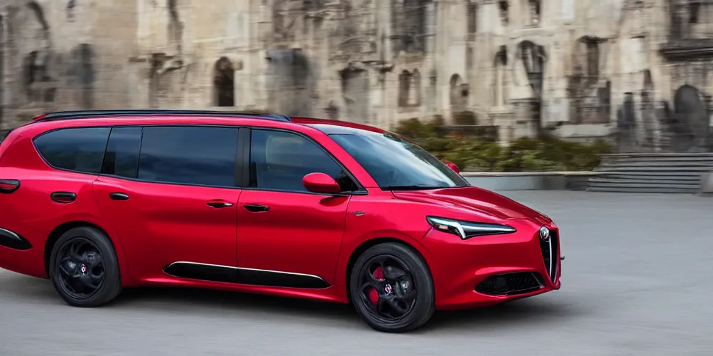 Image similar to 2022 Alfa Romeo Minivan, red