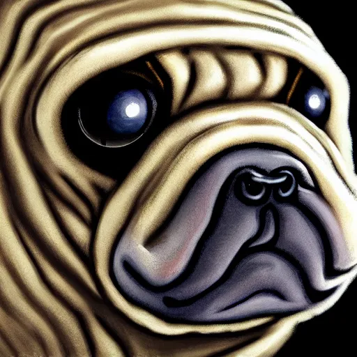 Image similar to A tardigrade with the eyes and mouth of a pug, national geographic-file-photograph, paywall-content, premium-award-winning, trending on artstation