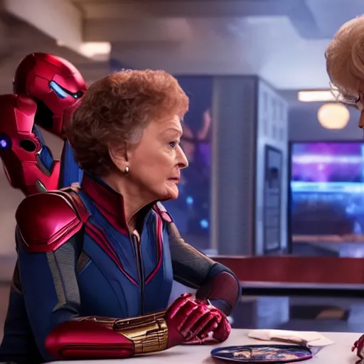 Prompt: Avengers Endgame (2019) played by the the Golden Girls, 8K, 4K, action shot, movie still, cinematic