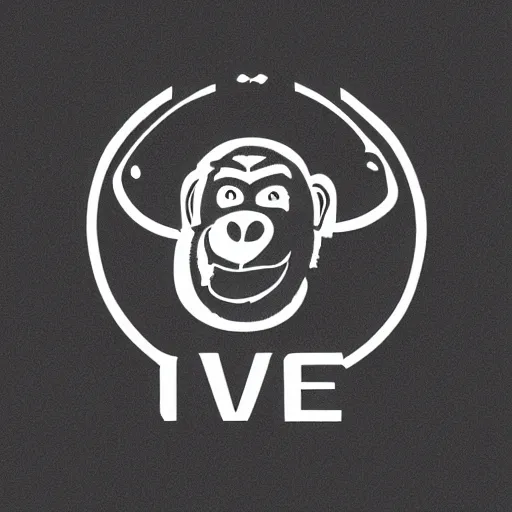 Prompt: a logo of an illustrated ape for a video game company, designed, vector, black background