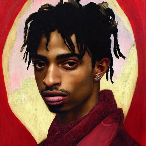 Image similar to A Renaissance portrait painting of Playboi Carti, oil on canvas