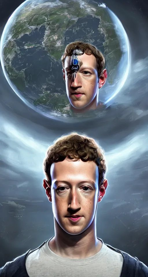 Prompt: Mark Zuckerberg has arrived on planet earth to collect your data, highly detailed, award-winning, digital art, artstation, 8K