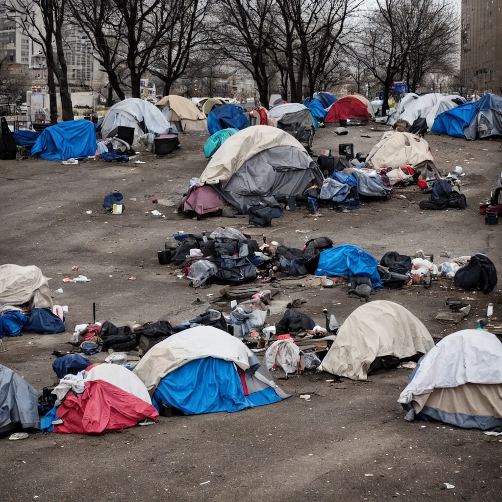 Image similar to an american homeless encampment in a major city