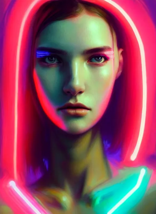 Prompt: photorealistic an american female humanoid with freckle cheeks, cyber neon lightings, futurism, cyberpunk high fashion, elegant profile pose, intricate details, crispy quality, digital photography, trending in artstation, trending in pinterest, no watermark signature, cinematic, 4 k ultra hd, art by artgerm, art by greg rutkowski, art by pascal blanche