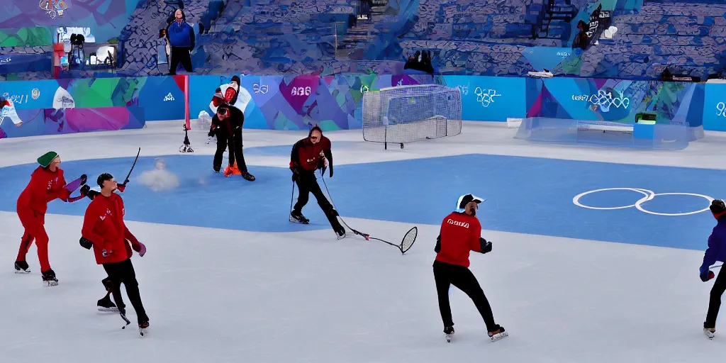 Image similar to ice tennis match 4k still image winter olympics