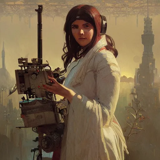 Image similar to A portrait of robot painting, highly detailed, digital painting, concept art, sharp focus, illustration, art by greg rutkowski and alphonse mucha