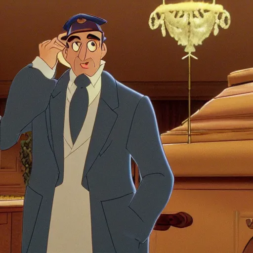 Image similar to steve carell in anastasia, don bluth animation, film still