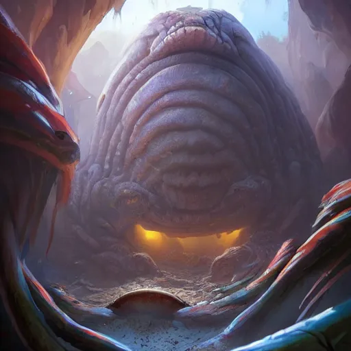 Image similar to a giant earthworm, worm monster, worm mouth, rock and dust, earthworm brown theme, bright art masterpiece artstation. 8 k, sharp high quality artwork in style of jose daniel cabrera pena and greg rutkowski, concept art by tooth wu, blizzard warcraft artwork, hearthstone card game artwork, earthworm rising from the ground