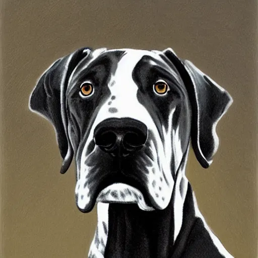 Prompt: a portrait of a great dane in a scenic environment by mary beale, royal, trending on artstation