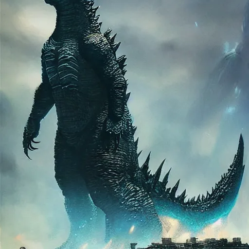 Image similar to godzilla, fantasy, greg rutkowski